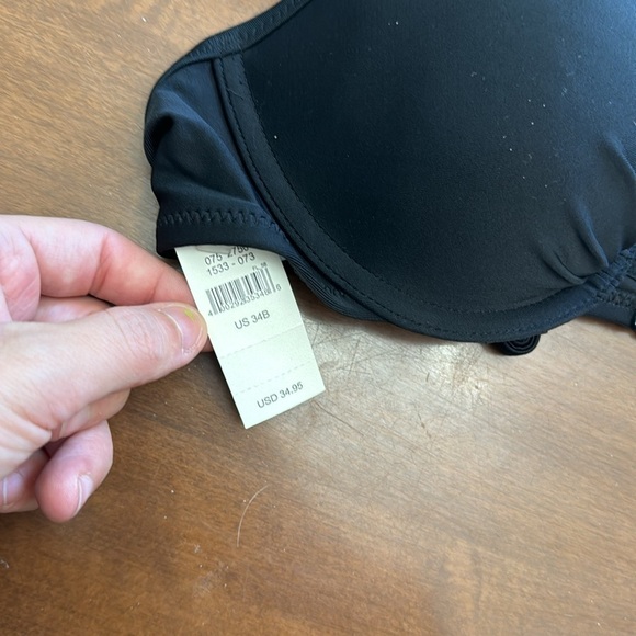 AERIE Black Lightly Padded Push Up Underwire Swim Top 34B - Picture 3 of 5
